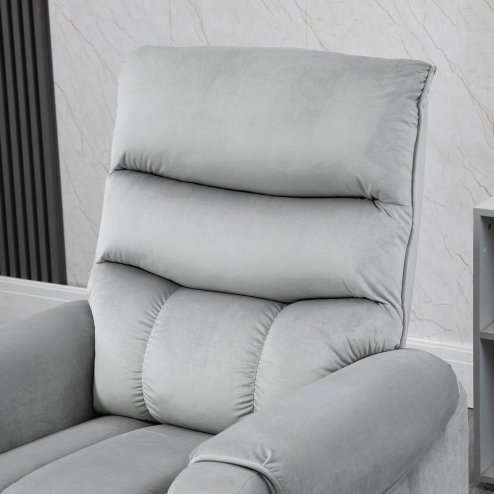 HOMCOM Recliner Electric Power Lift Chair for Elderly with 8 Vibration Massage Points, Upholstered Reclining Chair with Remote Controls, Side Pockets, Grey