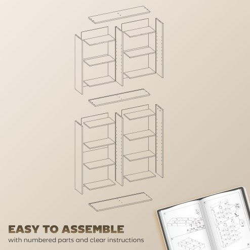 HOMCOM 640 CD/360 DVD Storage Unit, Blu-ray Media Storage Shelf with 18 Compartments and 14 Adjustable Shelves, CD Tower for Living Room, Bedroom, Office