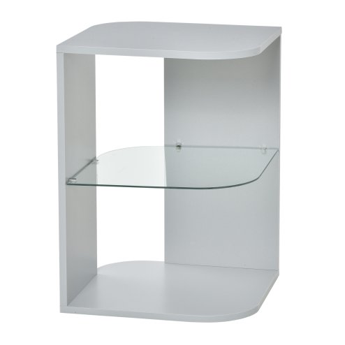 HOMCOM Modern Side Table Three Layer Bedside Table Nightstand with 2 Storage Shelves, for Living room, Bedroom