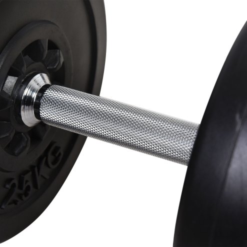 HOMCOM 65kg Adjustable Barbell Weights Set, 2-in-1 Dumbbells and Barbell Set with Knurled Bar, Free Weights Training Equipment, for Home Gym, Exercise