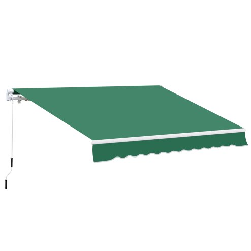 Outsunny 4 x 3(m) Garden Patio Manual Awning Canopy Aluminium Sun Shade Shelter Retractable for Backyard