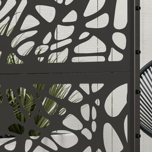 Outsunny Decorative Garden Privacy Screen with Stand, 6.5FT Freestanding Metal Outdoor Divider, Decorative Privacy Panel with Expansion Screws for Garden Pool Hot Tub, Twisted Line Style, Black