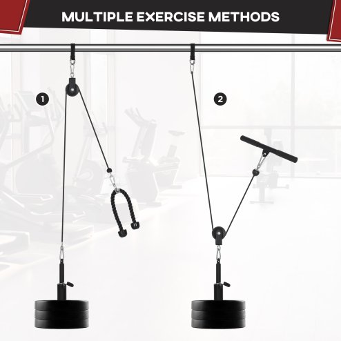 SPORTNOW Cable Machine Pulley System, Lat Pull Down System with DIY Loading Weight for Home Gym Biceps Triceps Arm Shoulder Back Training