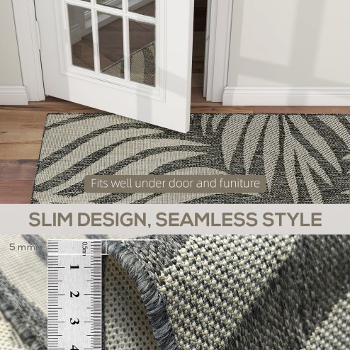 HOMCOM UV Resistant Indoor & Outdoor Area Rug, Easy-Cleaning Machine Washable Rug for Patio, Garden, Kitchen, Bathroom or Living Room, 170 x 120 cm, Grey