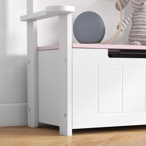 AIYAPLAY Toy Box, 2 in 1 Toy Storage Chest Kids with Lid, Large Toy Storage Organiser Bench for Bedroom, Nursery, Playroom, Pink