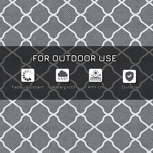 Outsunny Reversible Outdoor Rug with Carry Bag, Waterproof Plastic Straw Mat for Garden, Deck, RV, Picnic, Beach, Camping, 182 x 274cm, Grey