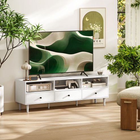 HOMCOM 140cm TV Stand Cabinet, Modern TV Unit Console Table for up to 75