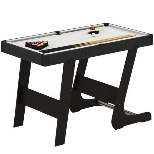 SPORTNOW Folding Pool Table Set, 104cm Mini Snooker Table with 2 Cues, 16 Balls, Chalk, Triangle, Brush, Portable Billiards Table for Youth and Adults, Grey