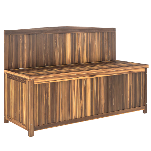 Outsunny Garden Arch Wood Bench Outdoor Storage Box Garden Furniture Chair 115L x 45W x 75Hcm, Brown