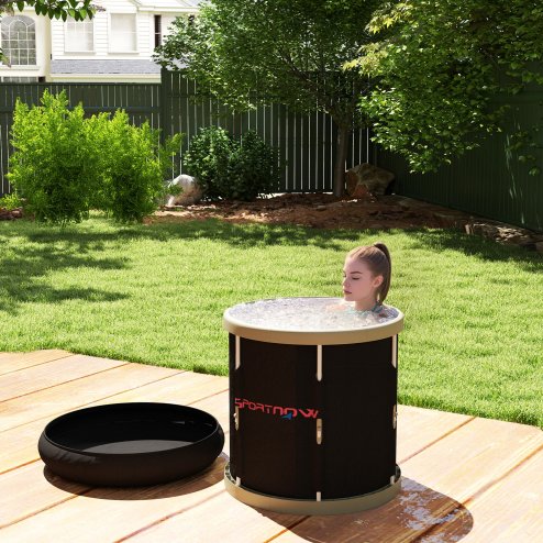 SPORTNOW Ice Bath Tub Outdoor, 210L Portable Cold Water Therapy Tub, Recovery Cold Plunge Pool with Lid, Cover, Carry Bag for Athletes, Black