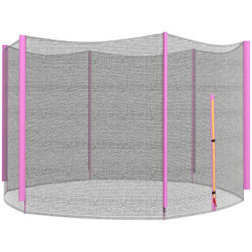 SPORTNOW 10ft Trampoline Net Replacement with 6 Plastic Pole Covers, Weather-Resistant Trampoline Netting Replacement with Zipped Entrance, Poles Not Included, Pink