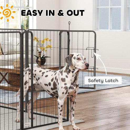 PawHut Dog Pen, 8 Panel Puppy Pen, Steel Dog Playpen, for Large Breeds, 100cm Tall, Black