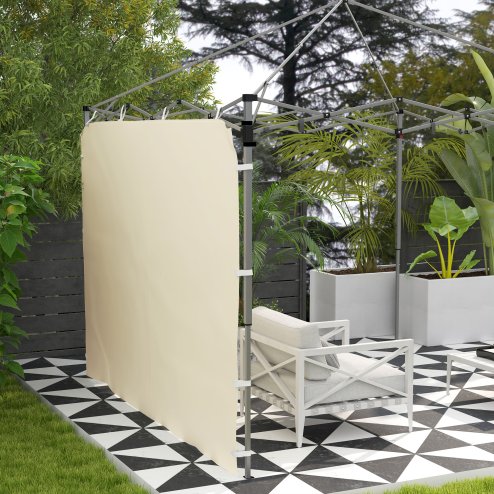 Outsunny Gazebo Side Panel, Canopy Sidewall Panel with 4 Mesh Bags and 2 Storage Pockets for 3 x 3 m Straight Leg Pop Up Gazebos, 1 Pack Sidewall Only, Beige