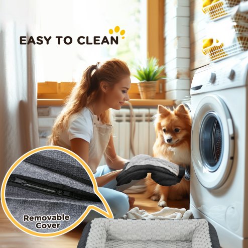 PawHut Dog Sofa Bed Pet Bed Dog Mattress with Removable Washable Cover, Anti-Slip Bottom, for Small Sized Dogs, 70L x 50W x 18Hcm - Charcoal Grey