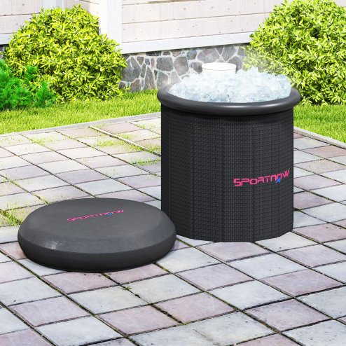 SPORTNOW Outdoor Bath Tub, 300L Portable Cold Water Therapy Tub, Recovery Cold Plunge Pool with Lid, Cover, Carry Bag, for Athletes, Black