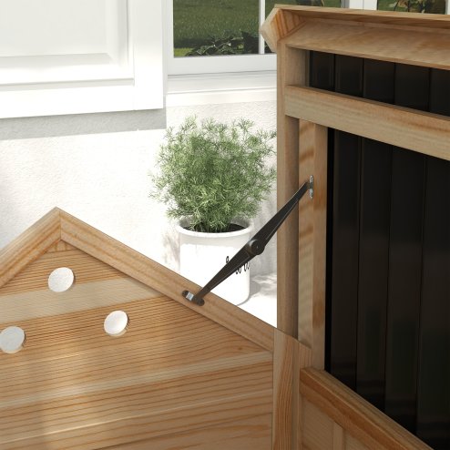 PawHut Wooden Duck House, Raised Poultry Coop with Double Doors, Openable Roof, Ventilation Holes, Removable Base, Natural Wood Finish