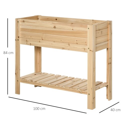 Outsunny Wooden Raised Garden Bed Plant Stand Outdoor Tall Flower Bed Box with Clapboard, Nature Wood Color 100 x 40 x 84cm