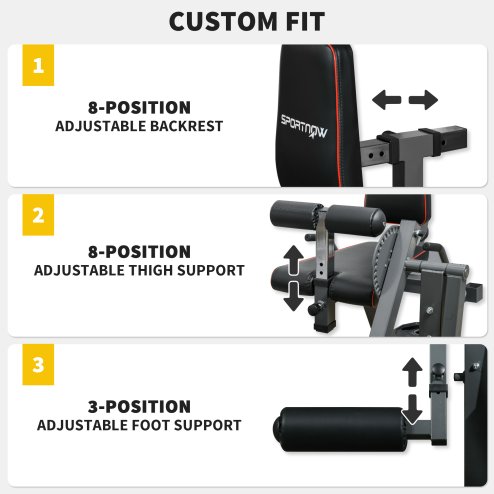 SPORTNOW Seated Leg Extension Machine, Adjustable Leg Raise Machine and Curl Machine with Plate Loaded for Hip, Thigh, Lower Body Workout
