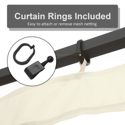 Outsunny fit 13x10ft Gazebo Universal Replacement Mosquito Netting for Patio Gazebos and Canopy Tents with Zippers for 3(m) x 4m Gazebo, (Sidewall Only) Beige