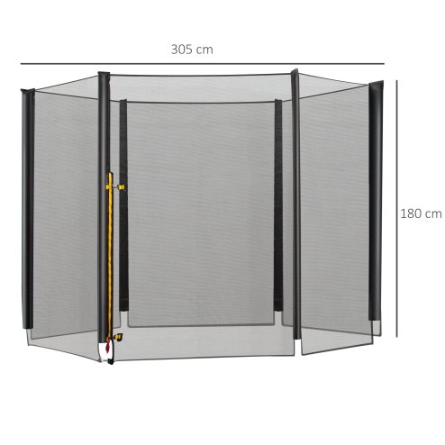HOMCOM 10ft Trampoline Net Replacement Safety Net Enclosure Net Spare w/ 6 Poles