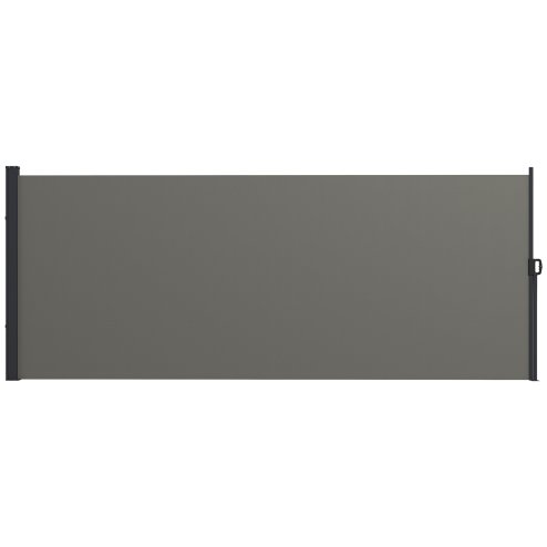 Outsunny Retractable Side Awning, Garden Privacy Screen Divider, Full Cassette Wind Breaker for Hot Tub, Balcony, Terrace, Pool, 400 x 160cm, Dark Grey