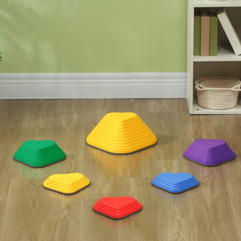 AIYAPLAY Kids Stepping Stones, 6 Piece Balance Stepping Stones for Kids, Heart-Shaped Non-Slip Stackable River Stones, Sensory Toy for Balance and Motor Skills, Indoor Outdoor Obstacle Courses