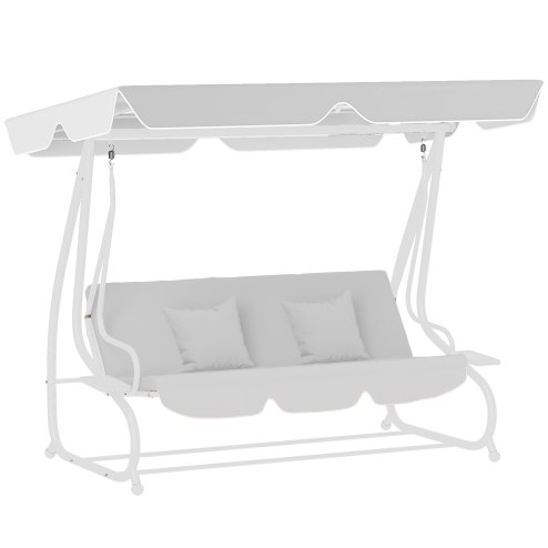 Outsunny Garden Swing Canopy Replacement 3 Seater, Waterproof Garden Swing Seat Canopy Cover, Windproof Anti-UV Sun Shade (Canopy Only) for Patio, Balcony, Light Grey