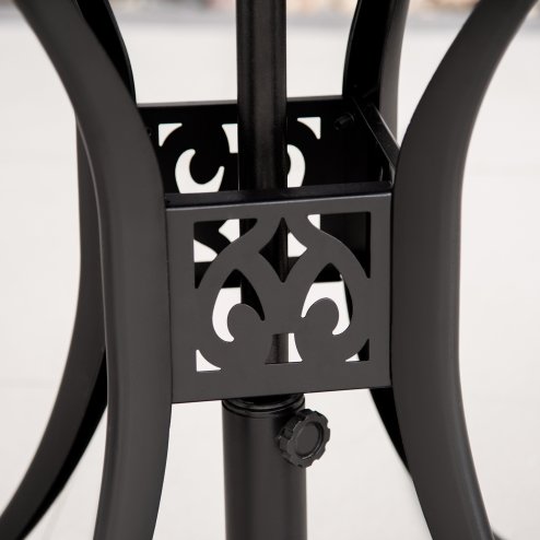 Outsunny 78 cm Round Garden Dining Table with Parasol Hole Antique Cast Aluminium Outdoor Table Only, Black