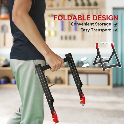 HOMCOM Foldable Motorcycle Wheel Balancer Truing Stand with Spoke Wrench, Steel Bike Tyre Rim Balancing Stand with Aluminium Shaft, Fits Wheels up to 23