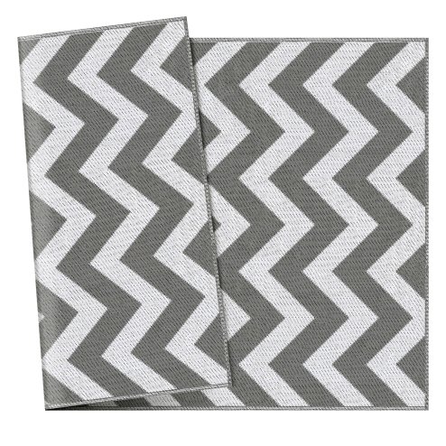Outsunny 121 x 182 cm(4x6ft) Outdoor Rug Reversible Mat Plastic Straw Rug Portable RV Camping Mat for Garden Deck Picnic Indoor, Light Grey & White