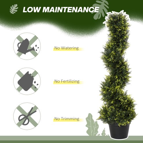 Outsunny 90cm/3FT Artificial Trees, Spiral Topiary Trees w/ Pot Set Of 2, Fake Indoor Outdoor Greenery Plant Home Office Garden Decor Green