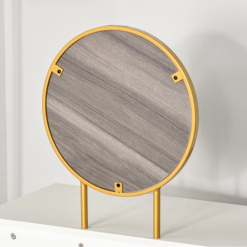 HOMCOM Modern Dressing Table with Round Mirror, Makeup Vanity Table with 2 Drawers for Bedroom, Living Room, 80 x 40 x 123 cm, White
