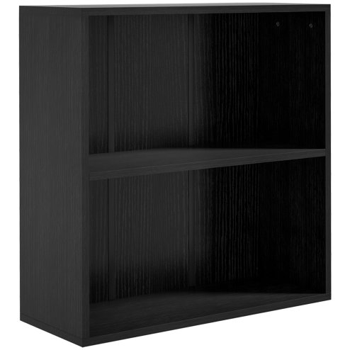 HOMCOM 2 Tier Low Bookcase with Adjustable Shelf, Bookshelf, Display Storage Shelf with 2 Compartments for Home Office, Living Room, Study