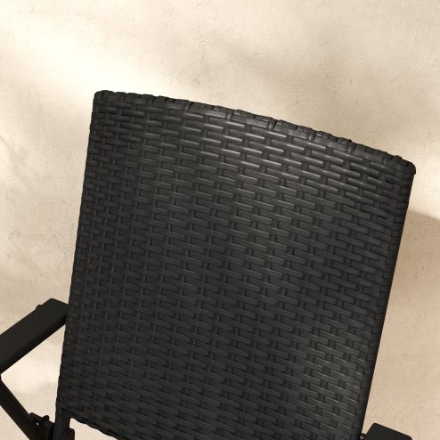Outsunny Folding Garden Chairs Set of 2, PE Rattan Garden Dining Chairs with Armrests, High Back and Steel Frame, Weather Resistant Outdoor Dining Furniture for Patio, Balcony, Black