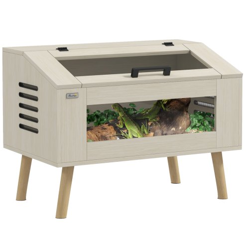 PawHut 111L Reptile Vivarium Terrarium with Tempered Glass Windows, Openable Top for Snake Lizards, Horned Frogs, Chameleons, Hamsters, Gerbils, 80 x 50 x 60cm