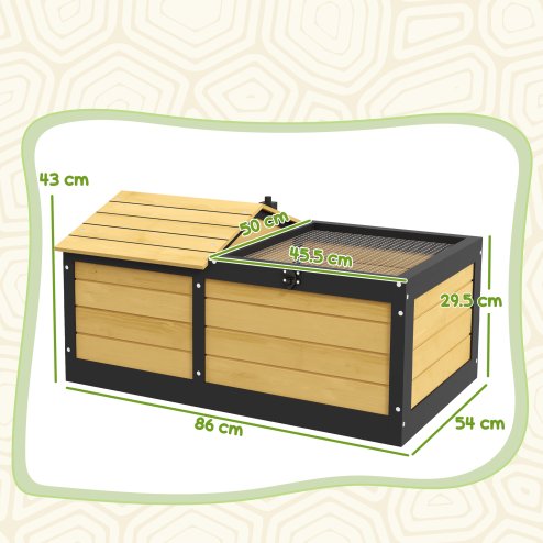 PawHut Wooden Tortoise House Tortoise Table with Hide Shelter Run, Openable Top, Tray, Yellow