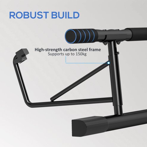 SPORTNOW Doorway Pull-Up Bar, No-Drilling Chin-Up Bar, Push-Up Stand with Resistance Bands, Padded Handles for Home Gym Exercise, Blue