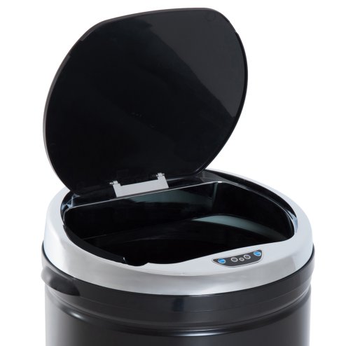 HOMCOM 50L Sensor Bin for Kitchen Waste Automatic Dustbin Motion Detection Dustbin Stainless Steel Rubbish Can with Bucket, Black