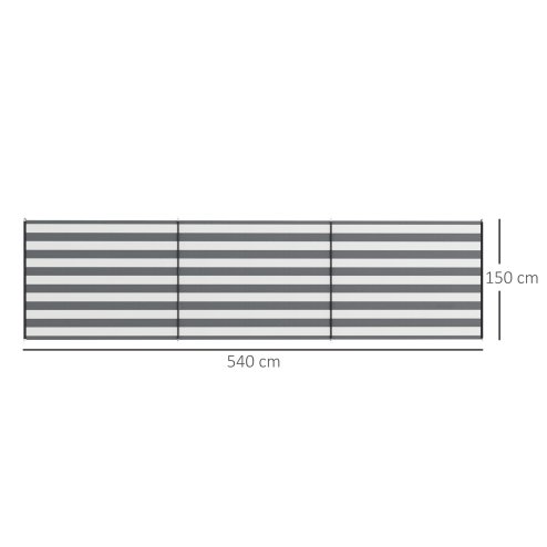Outsunny 4 Pole Camping Windbreaks, Beach Wind Shield Shelter with Carry Bag and Steel Poles, Outdoor Caravan Privacy Shield, 540cm x 150cm, Grey and White