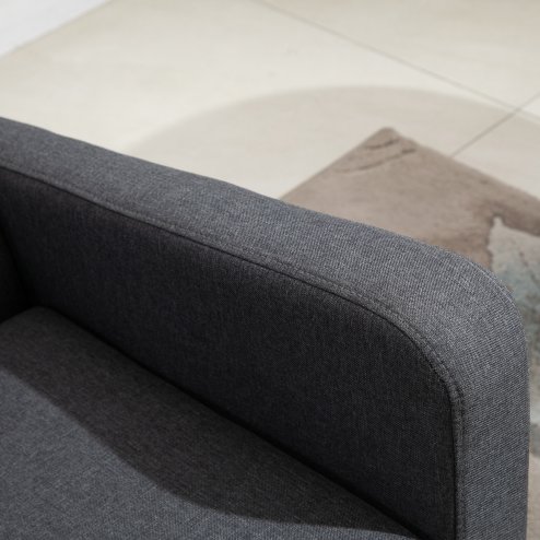 HOMCOM 2 Seater Sofa, Small Comfy Sofa Couch with Rubber Wood Legs, Modern Upholstered Loveseat for Living Room, Bedroom, Charcoal Grey