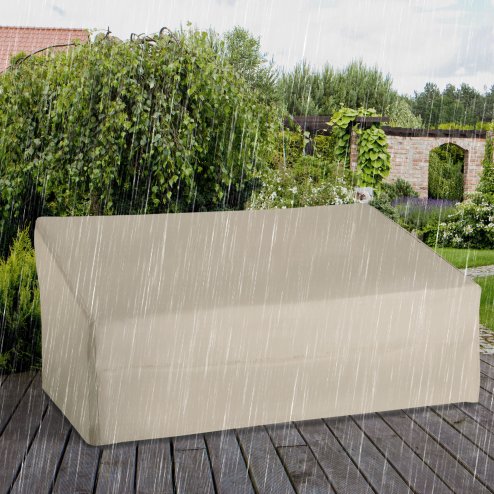Outsunny 600D Oxford Cloth Garden Furniture Cover Waterproof, 3 Seater Sofa Protector for Patio, Outdoor, Beige, 218 x 111 x 63-101 cm