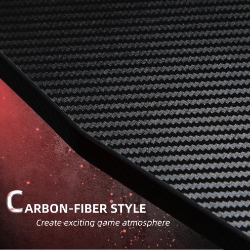 HOMCOM Gaming Desk, Carbon Fibre Covered Computer Desk, Gamer Workstation with Headphone Hook, Cup Holder and Gamepad Storage Rack