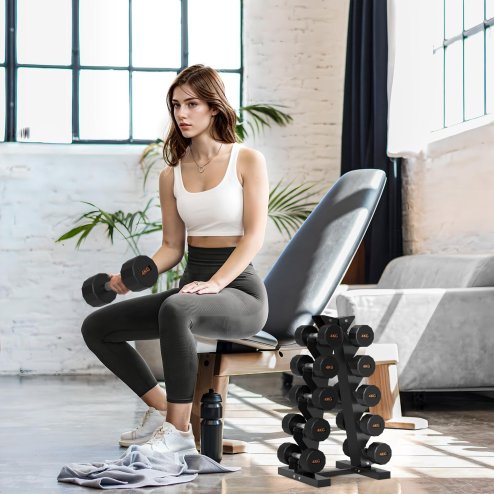 SPORTNOW 5-Tier Dumbbell Rack, Dumbbell Storage Stand Holder, Steel Weight Tree for Home Gym