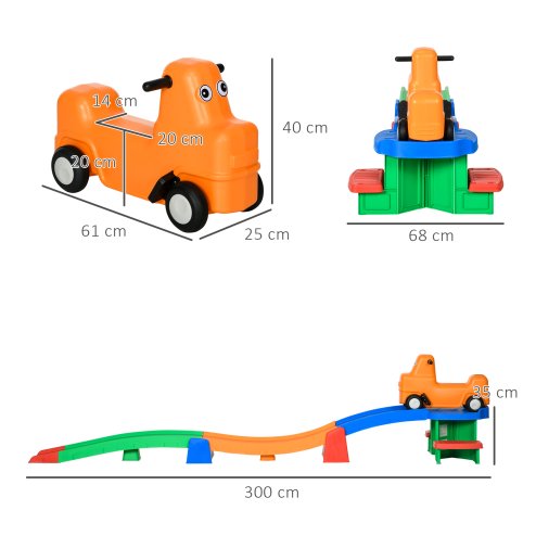 AIYAPLAY 3(m) Up and Down Rollercoaster for Kids, 4 Pieces Toddler Rollercoaster Ride-on with Non-Slip Steps, Sliding Car with Handles, Indoor Outdoor Play, for Ages 2-5 Years