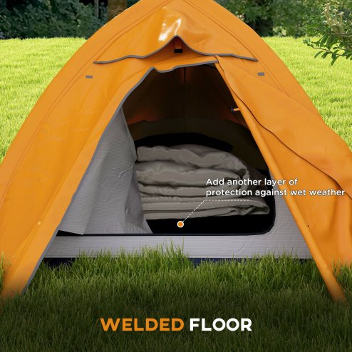 Outsunny 1-2 Man Camping Tent, Double Layer Dome Tent with 2000mm Waterproof Rainfly and Carry Bag, Lightweight for Fishing, Travel, Hiking, Sports, Festival, Orange