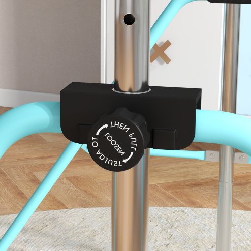 HOMCOM Kids Gymnastics Bar, Horizontal Bar for Kids, Adjustable Height Folding Gymnastics Equipment with Gymnastic Rings, Non-slip Rubber Floor Rings, for Home, Flat, Green