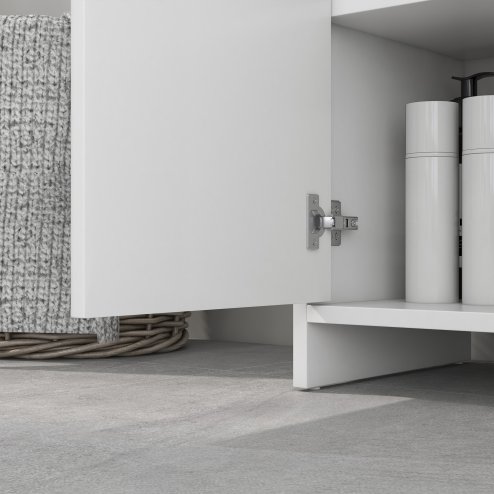 HOMCOM Under Sink Bathroom Cabinet, Freestanding Under Sink Cabinet with 2 Doors and Shelf for Basin without or with Pedestal, White