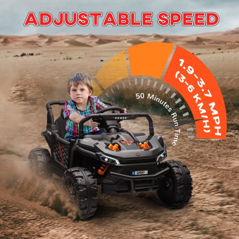 AIYAPLAY Kids Ride on Car, 12V Battery Powered Electric Truck with Remote Control, 4 Suspension Wheels, Horn, Lights, Music, USB, for Ages 3-5 Years, Black