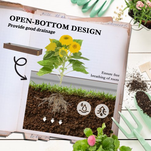 Outsunny Galvanised Raised Bed for Garden, Rectangular Outdoor Elevated Planter Box with Safety Edging and Open Bottom for Growing Flowers, Herbs and Vegetables, 240 x 60 cm, Dark Brown