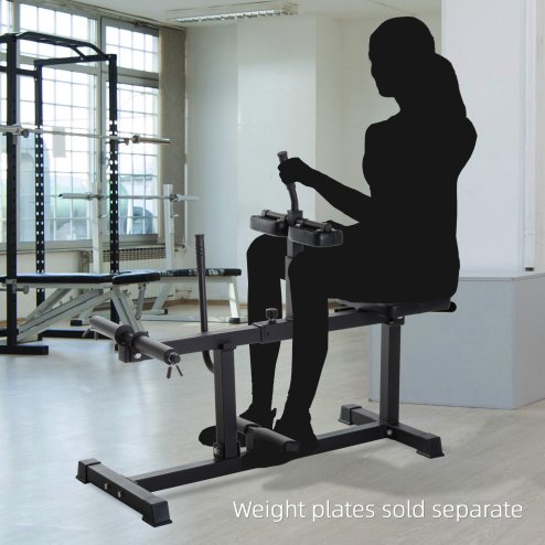 SPORTNOW Seated Leg Extension Machine, Adjustable Leg Raise Machine and Curl Machine with Plate Loaded for Hip, Lower Body and Home Gym Workout